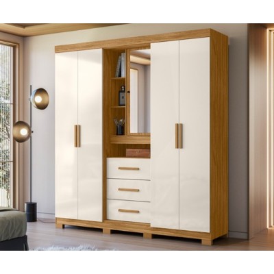 Guarda Roupa Solteiro Ambiente Eldorado 5 Portas Freijó Off White com Espelho Cod 683.005 Guarda Roupa Solteiro Ambiente Eldorado 5 Portas Freijó Off White com Espelho Cod 683.005
